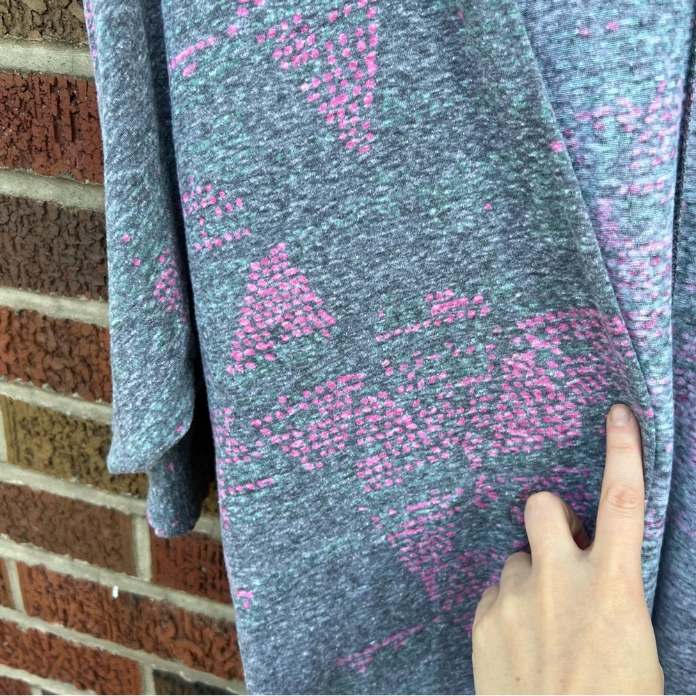 LuLaRoe Gray and Pink Patterned Kimono - Picture 4 of 4